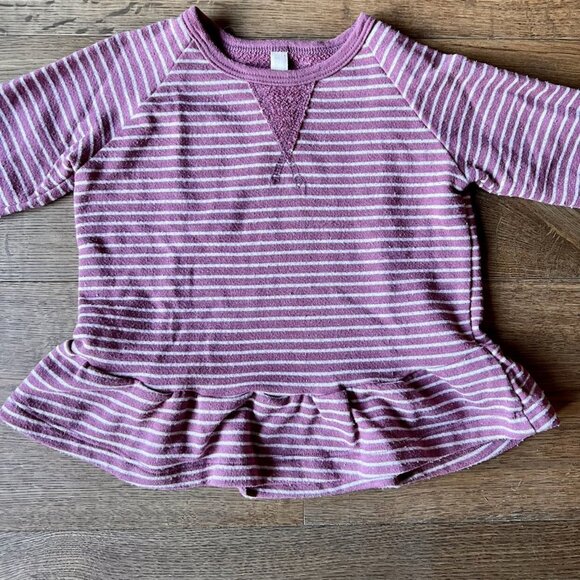 Childhoods Sangria Stripe Peplum Crew - Picture 2 of 4